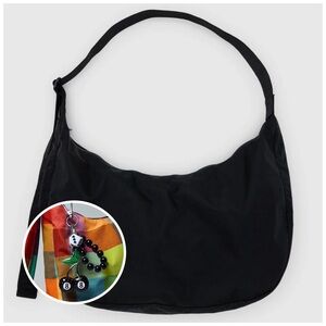 BAGGU Large Nylon Crescent Bag in Black & UO Keychain Bundle
